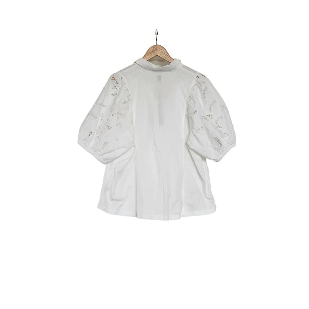 Nic+Zoe Eyelit Sleeves White Button Front Blouse Size 1X NWT - Picture 4 of 11